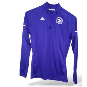 Adidas SZ S Quarter Zip Long Sleeve FLAWED Boston Marathon Blue Purple Running
